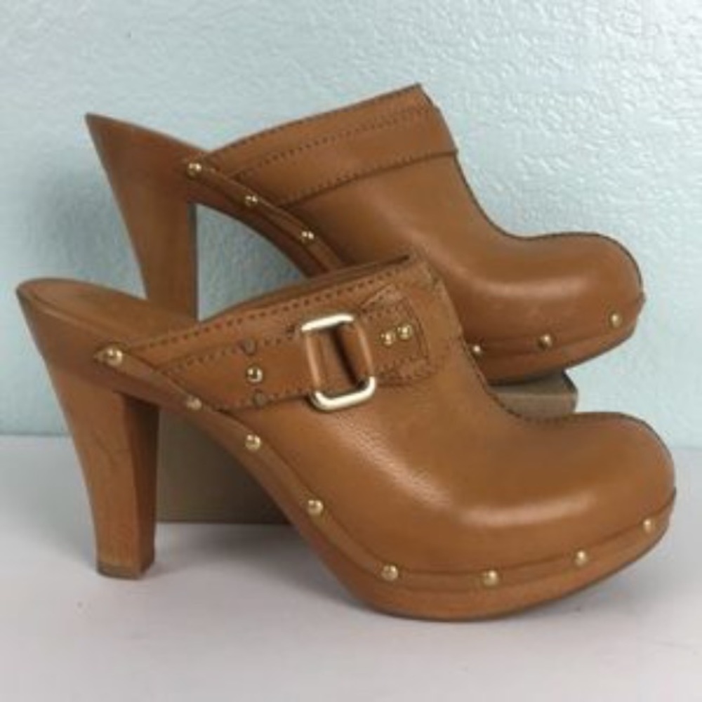 Antonio Melani sz10 cognac clog with gold detail